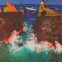 Felsen am Meer (Gitarre und Ich), Tusche auf Karton, 60×80 cm, 1996