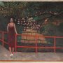 Frau am roten Geländer, Öl auf HF, 70×100 cm, 1997