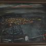 Über der Stadt in der Nacht (Spaziergänger), Öl auf Leinwand, 50×60 cm, 2000